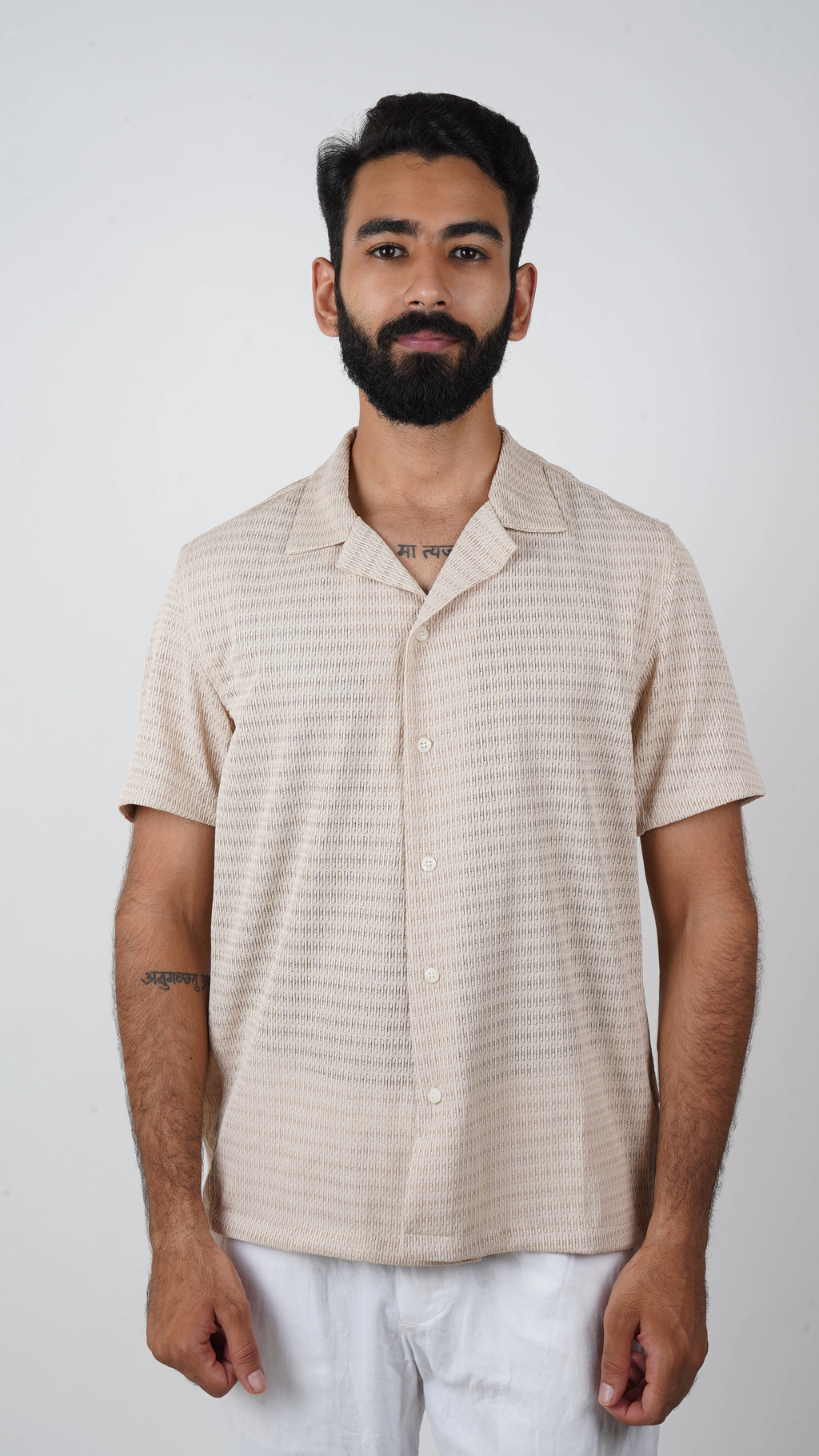 BRO'S VANITY Men's Geometric Jacquard Casual Resort Shirt