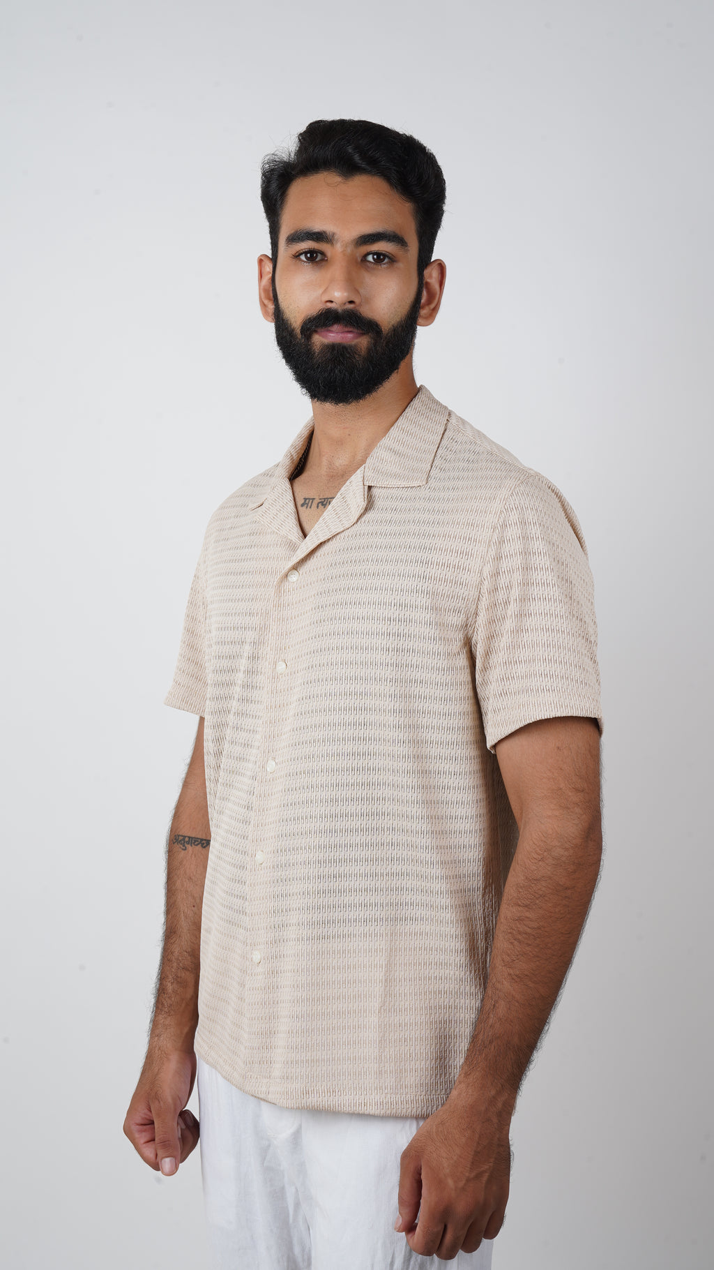 BRO'S VANITY Men's Geometric Jacquard Casual Resort Shirt