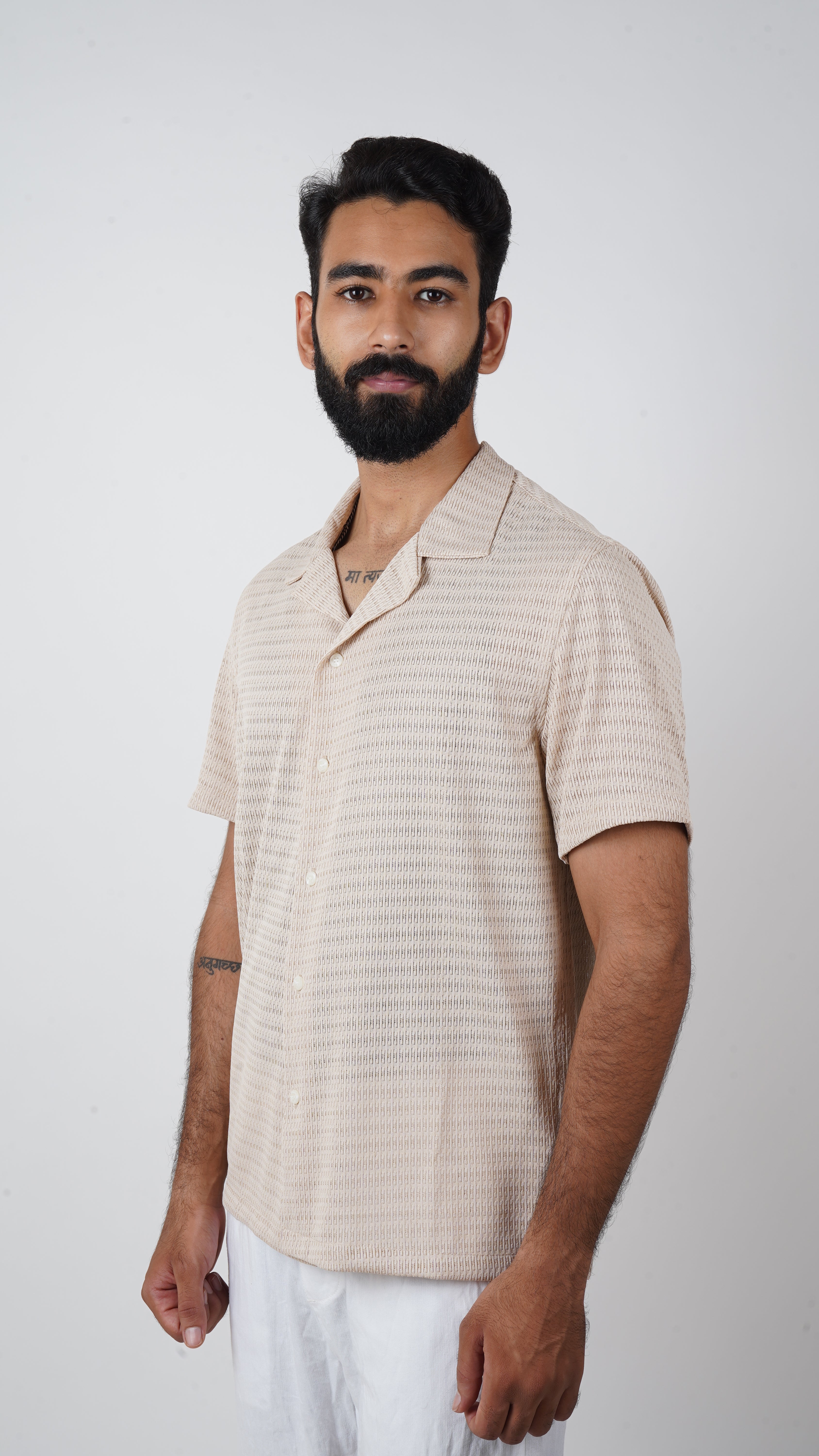 BRO'S VANITY Men's Geometric Jacquard Casual Resort Shirt