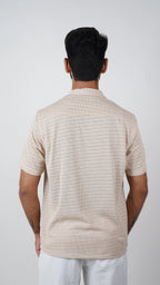 BRO'S VANITY Men's Geometric Jacquard Casual Resort Shirt