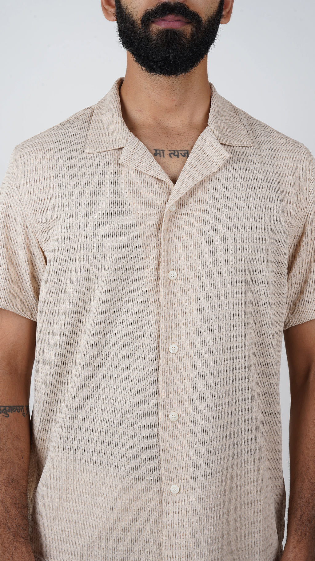 BRO'S VANITY Men's Geometric Jacquard Casual Resort Shirt