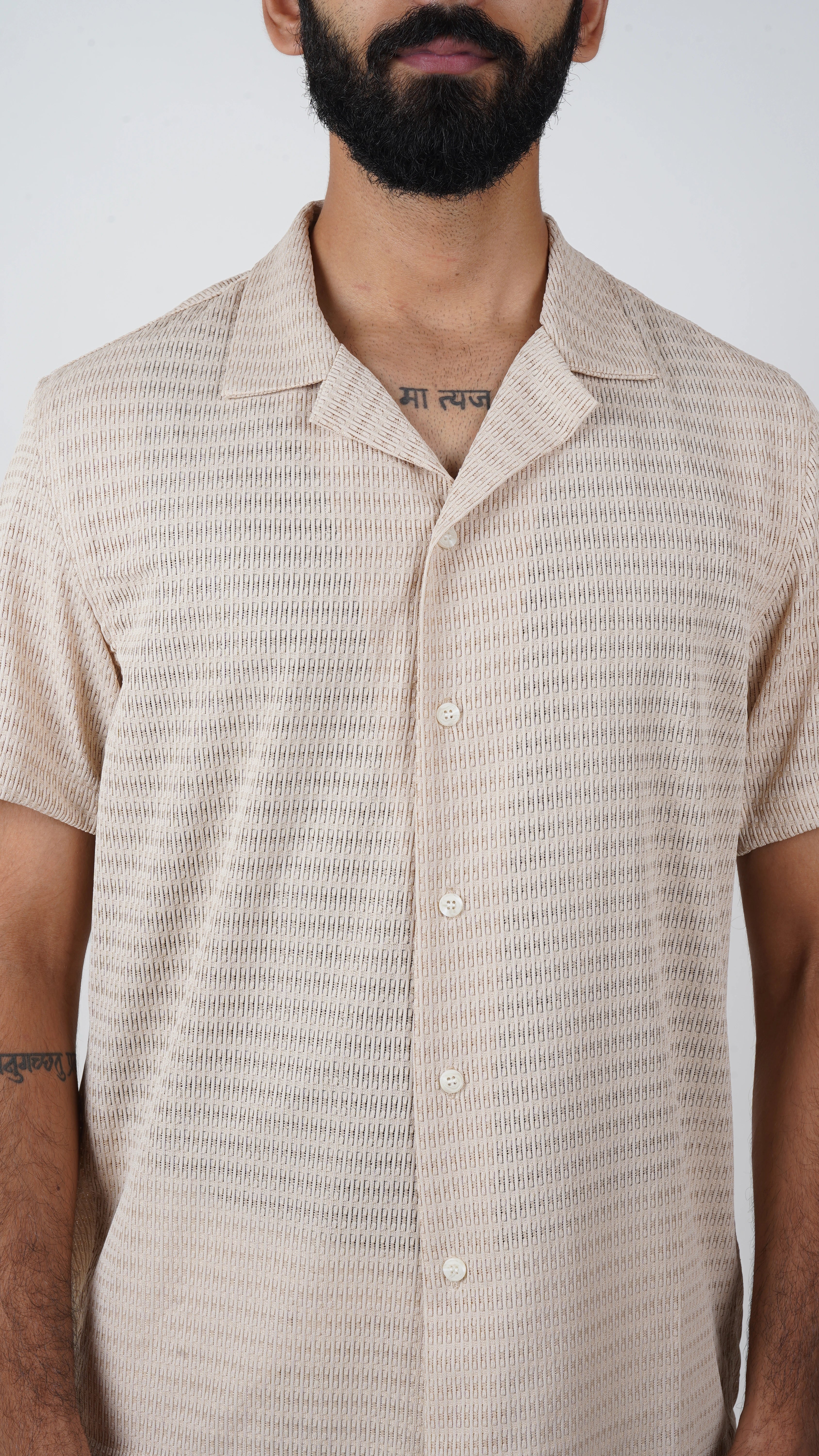 BRO'S VANITY Men's Geometric Jacquard Casual Resort Shirt