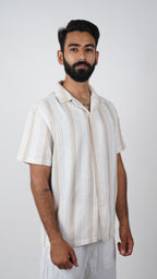 BRO'S VANITY Regular Fit Striped Textured Resort Shirt