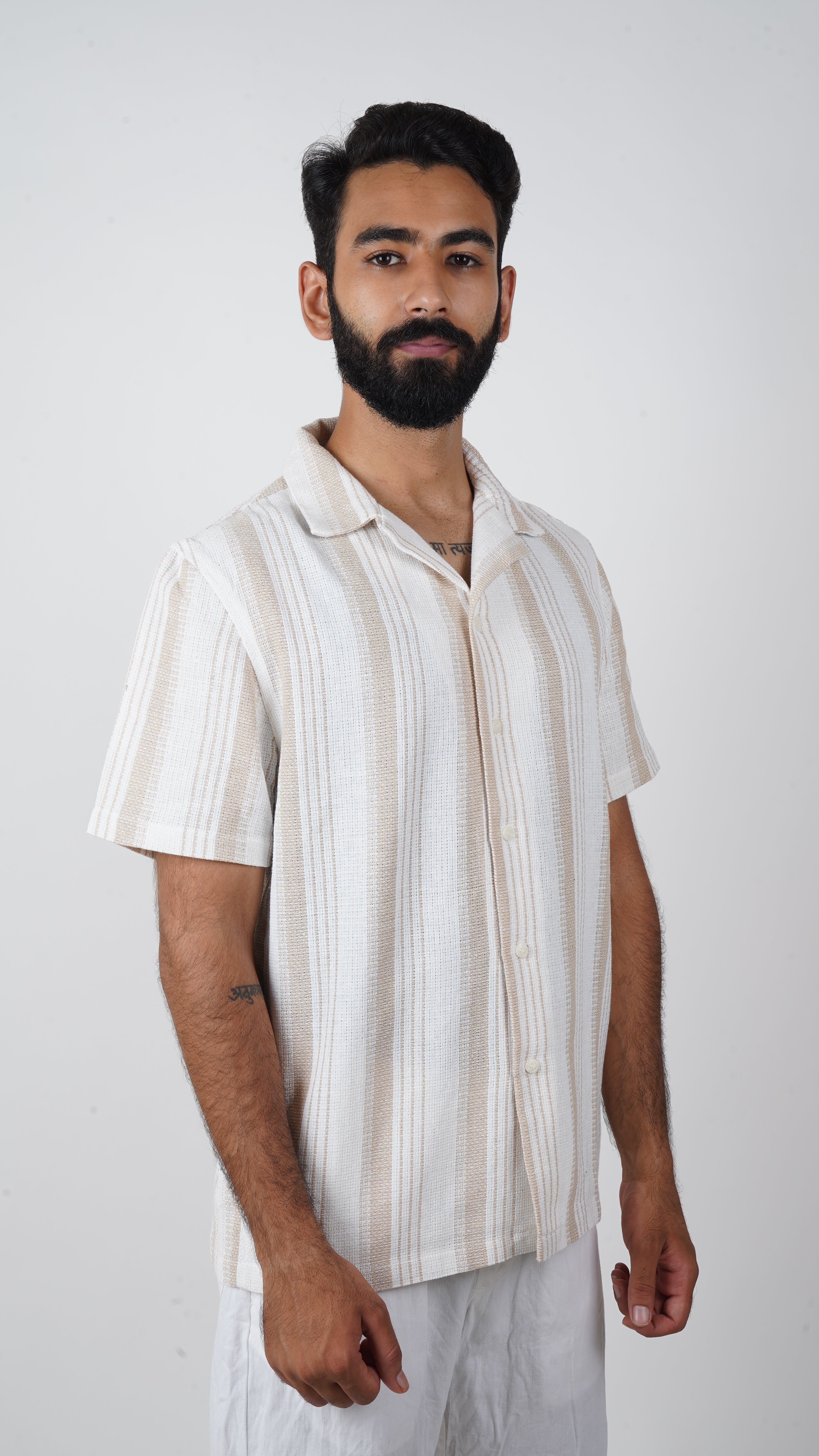 BRO'S VANITY Regular Fit Striped Textured Resort Shirt