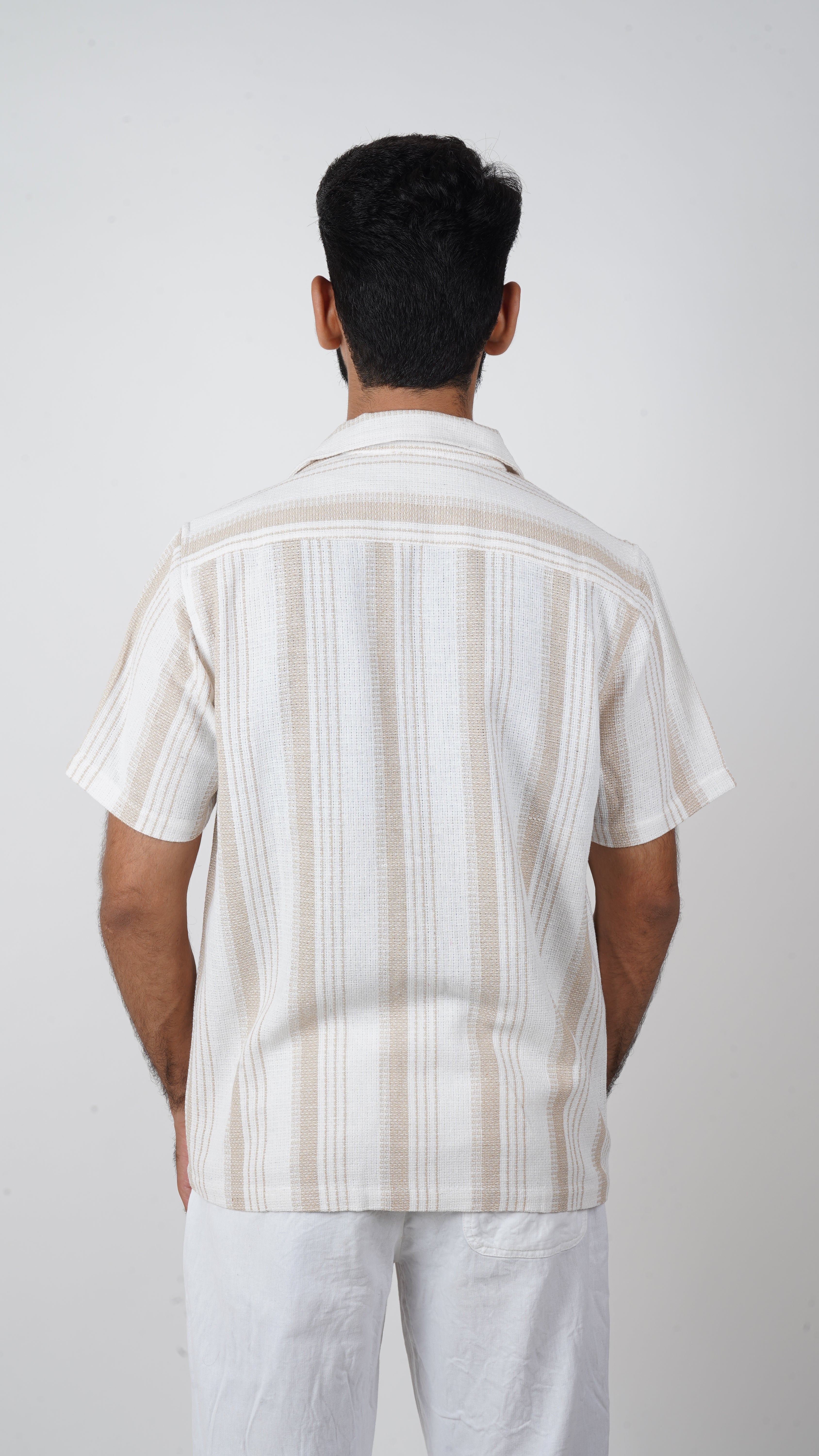 BRO'S VANITY Regular Fit Striped Textured Resort Shirt