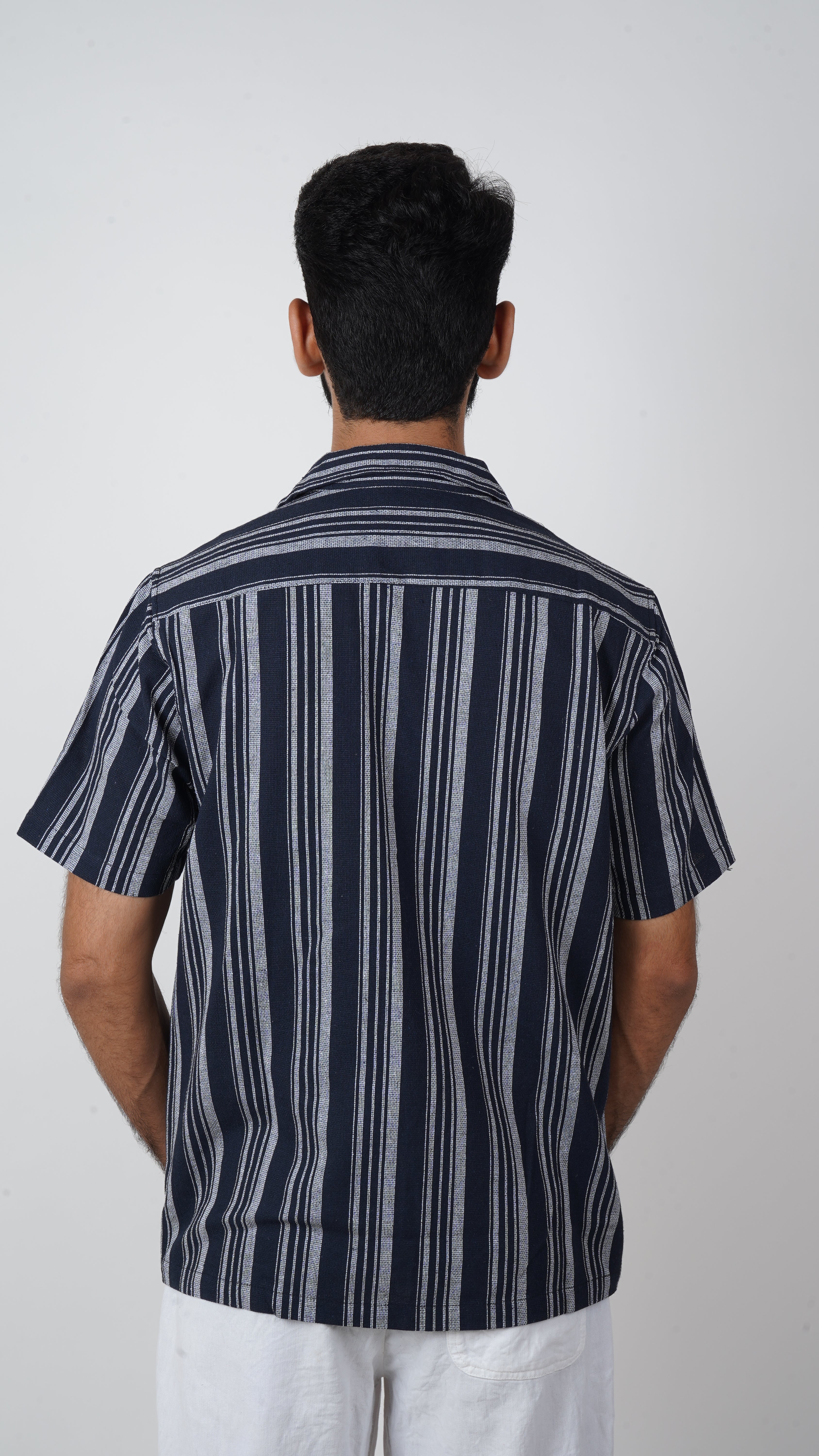 BRO'S VANITY  Regular Fit Striped Textured Resort Shirt