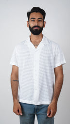 BRO'S VANITY Men's Geometric Jacquard Casual Resort Shirt