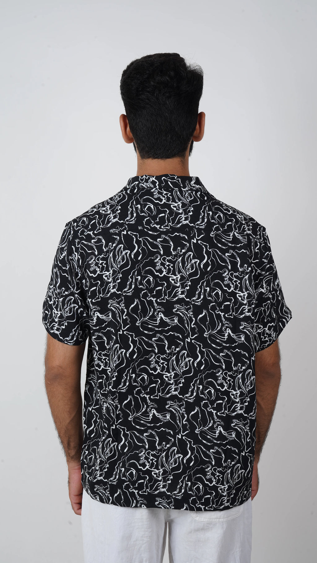 BRO'S VANITY Men's Abstract Printed  Casual Shirt with Camp Collar – Black