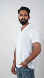 BRO'S VANITY Men's Geometric Jacquard Casual Resort Shirt