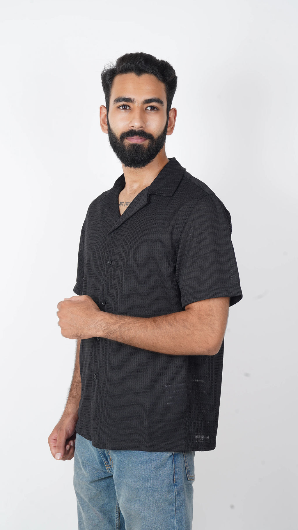 BRO'S VANITY Men's Geometric Jacquard Casual Resort Shirt