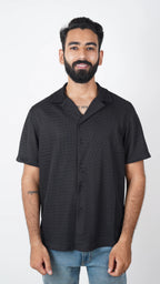 BRO'S VANITY Men's Geometric Jacquard Casual Resort Shirt