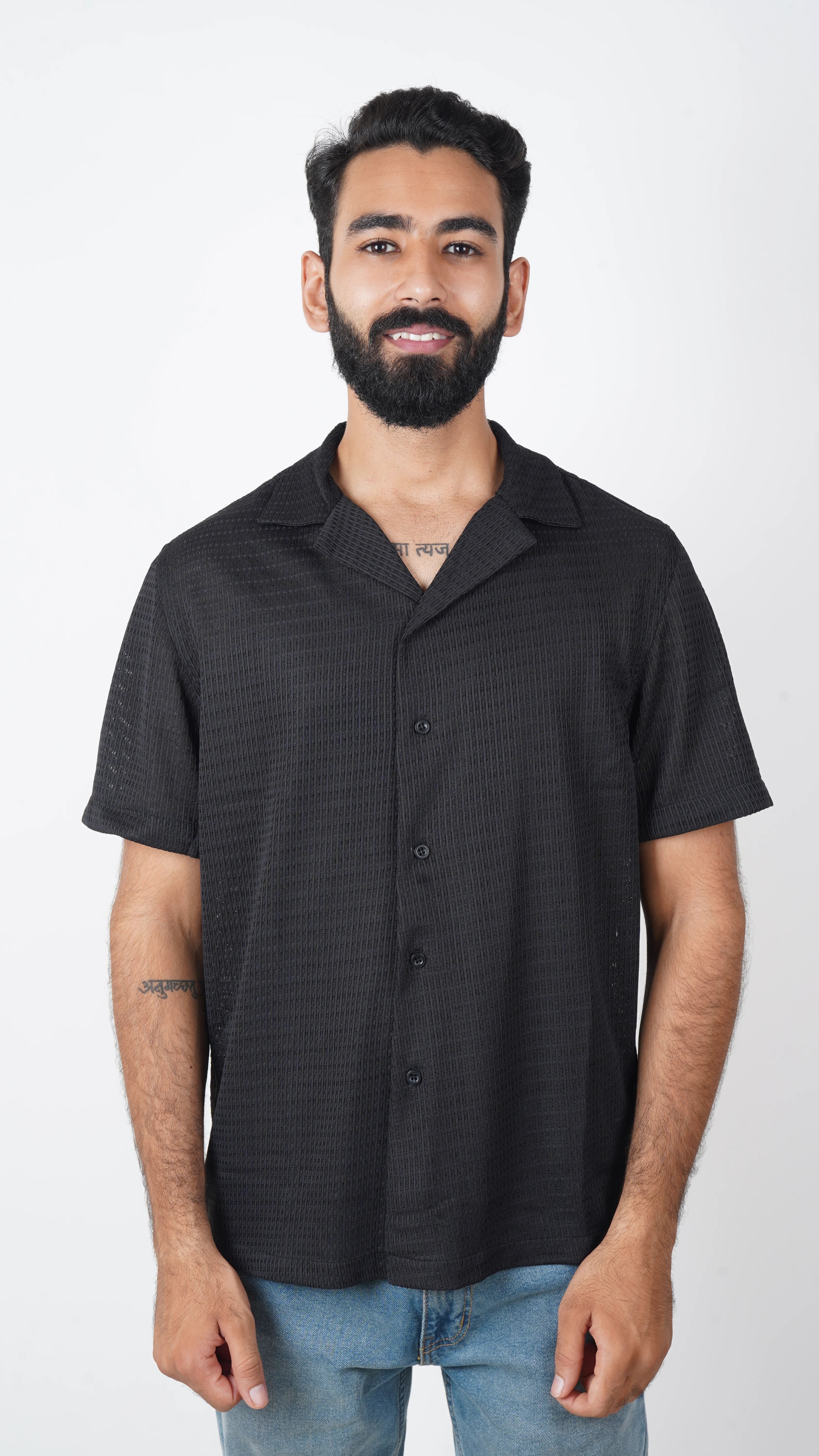 BRO'S VANITY Men's Geometric Jacquard Casual Resort Shirt