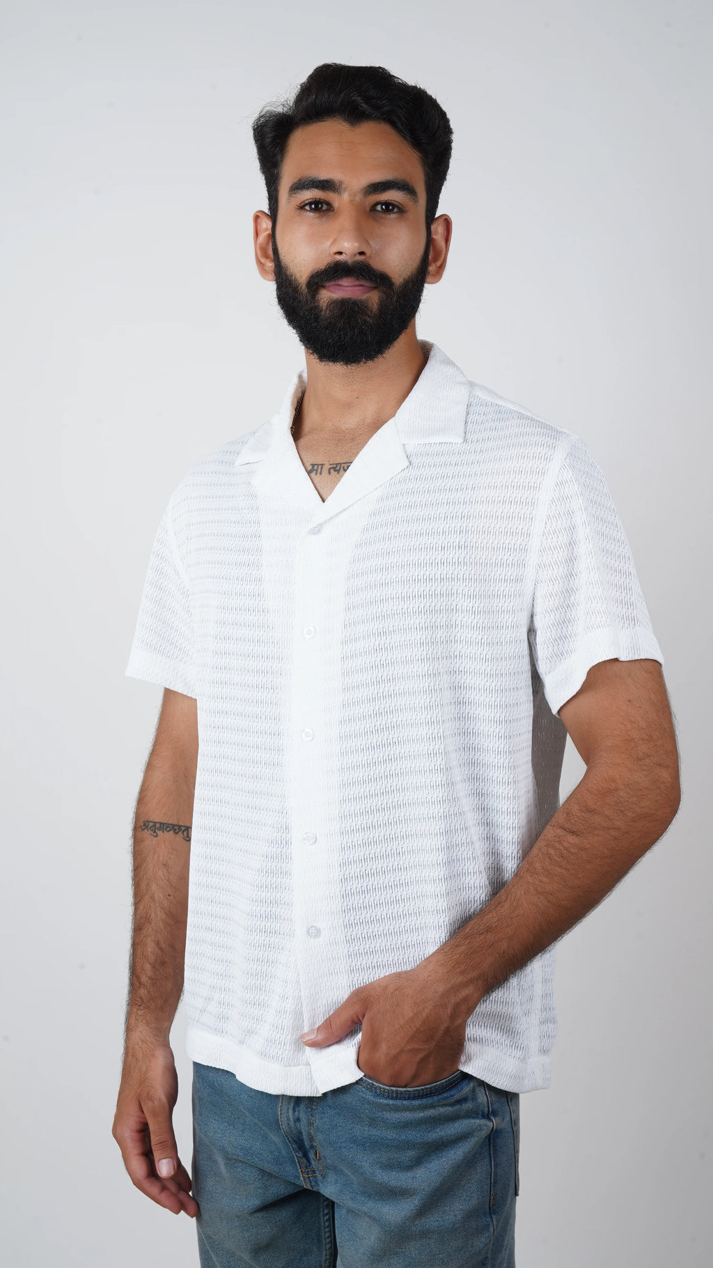 BRO'S VANITY Men's Geometric Jacquard Casual Resort Shirt