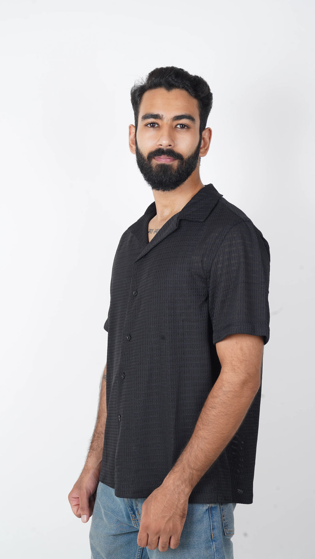 BRO'S VANITY Men's Geometric Jacquard Casual Resort Shirt