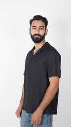 BRO'S VANITY Men's Geometric Jacquard Casual Resort Shirt